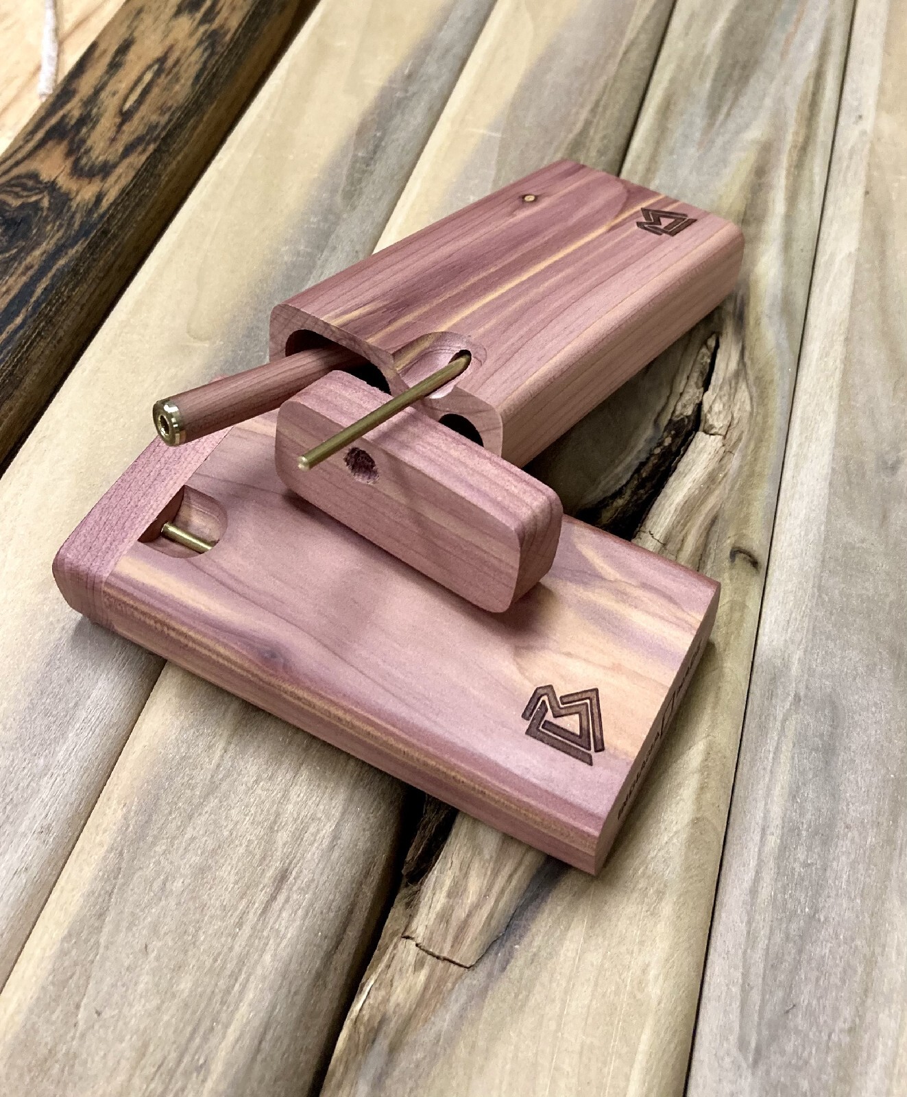 Aromatic Cedar Wood (4″) Dugout Stash Box w Bat/One Hitter Pipe & Poker