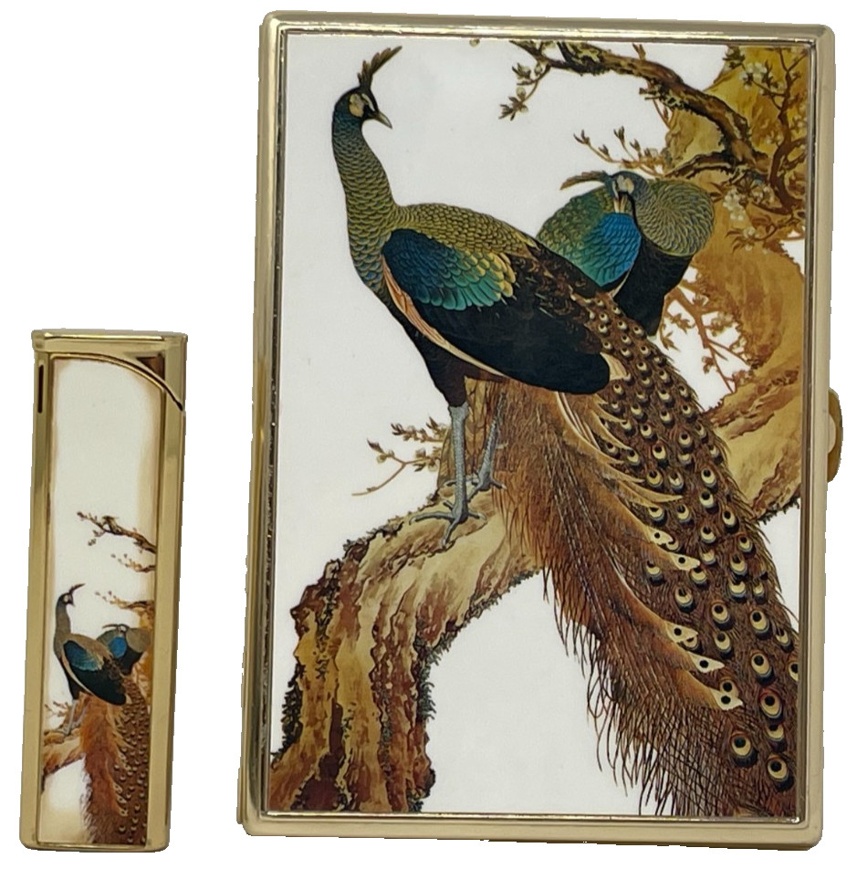 Vintage Flamex Peacock Cigarette Lighter Compact 1980s