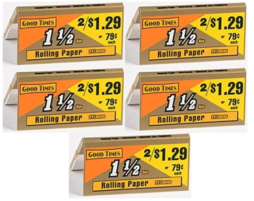 5x Good Times 1 1/2″ 1.25 Rolling Papers GREAT DEAL! 24 Lvs/Pk *USA Shipped*