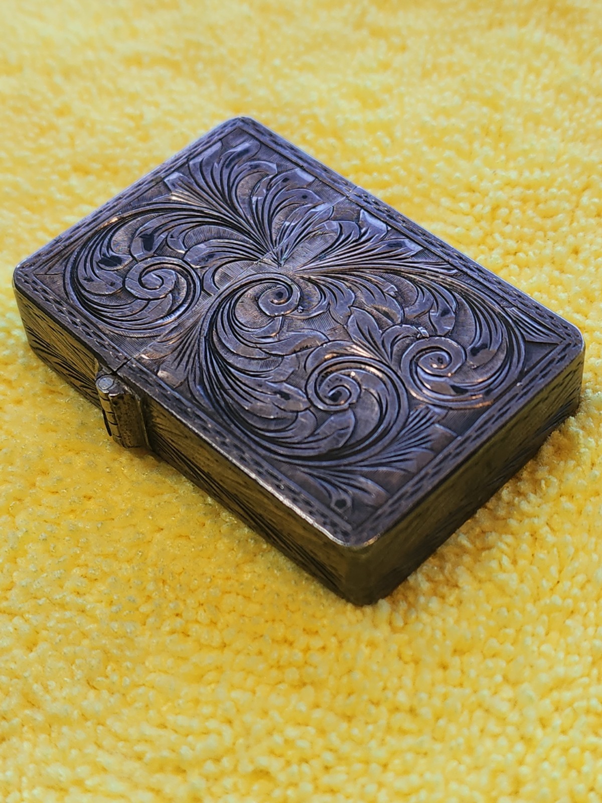 800 Silver Engraved Case W/ Zippo Insert Floral Pattern Xlnt Italy