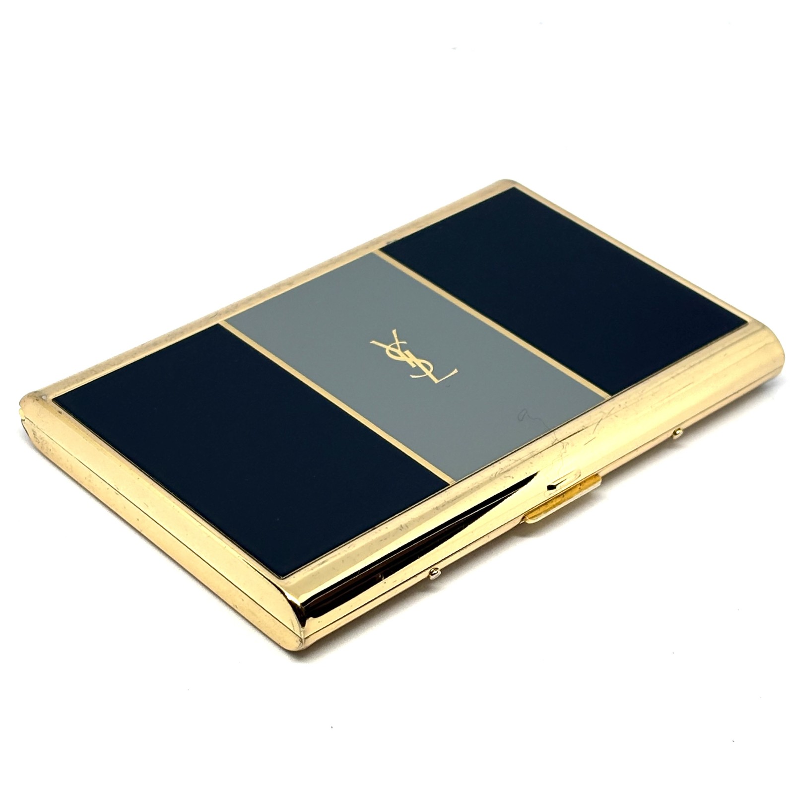 YVES SAINT LAURENT YSL Logo Vintage Cigarette Holder Card Case Black Gray