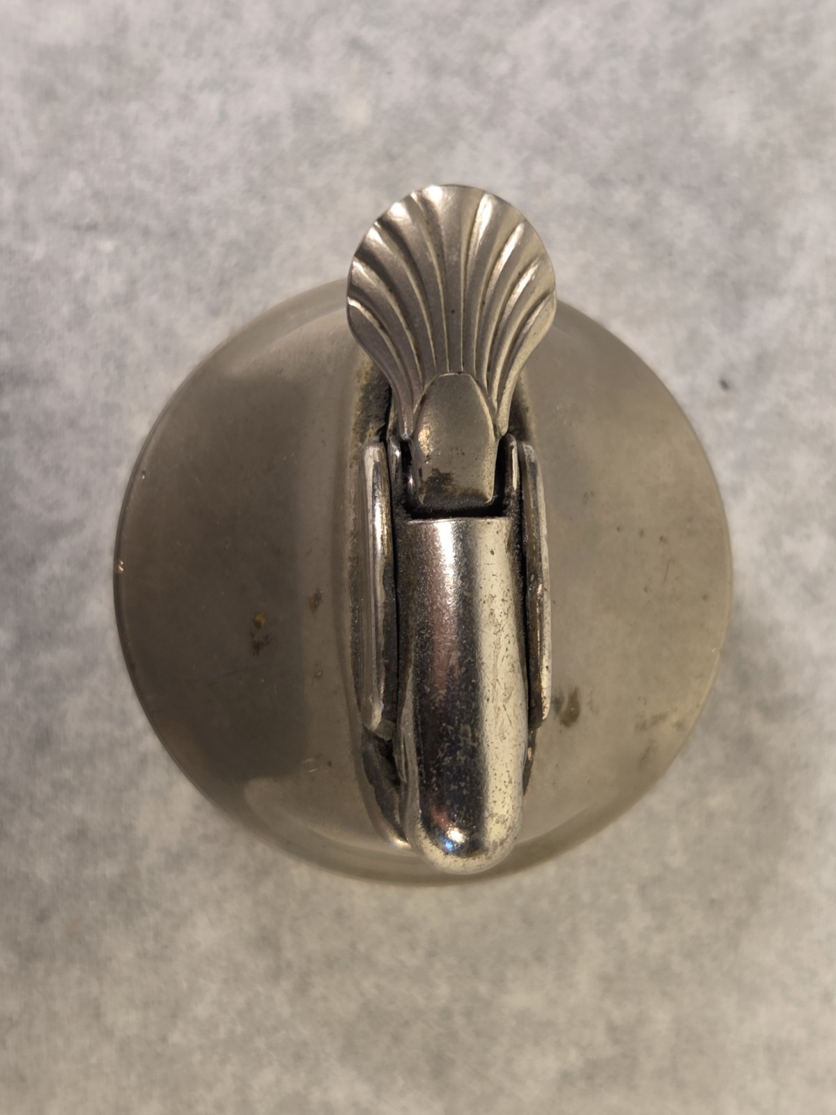 Vintage Evans USA Table Lighters Insert Silver Tone Art Deco Seashell 1 1/2″
