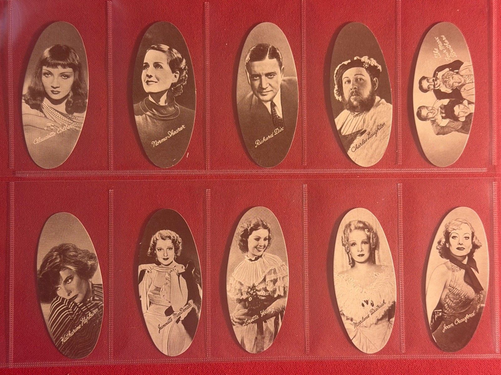 1934 CARRERAS FILM STARS OVALS-FULL 72 CARD SET-MARX BROS-LAUREL+HARDY+ VG+EX-MT
