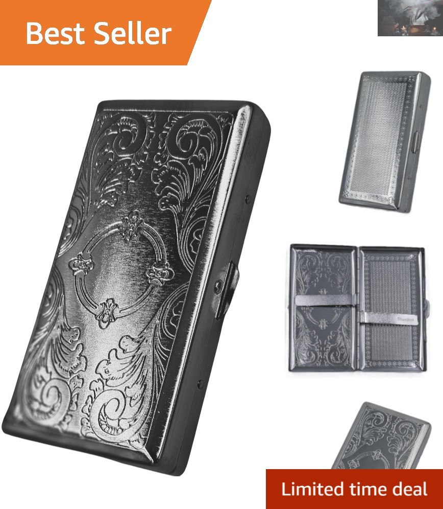 Elegant Victorian Metal Cigarette Case – Holds 14 Regular, King or 100’s Size
