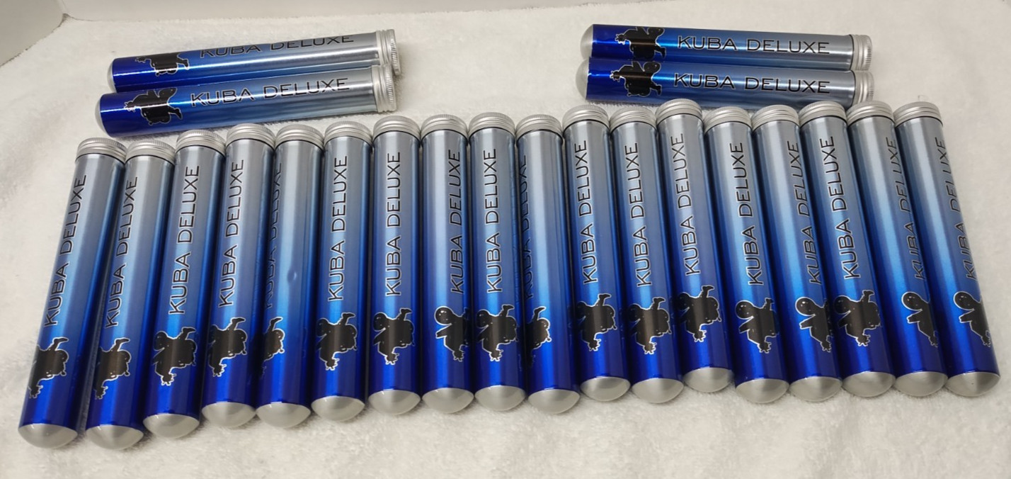 22 pcs Acid Kuba Deluxe Aluminum Cigar Tubes 6″ long empty- used