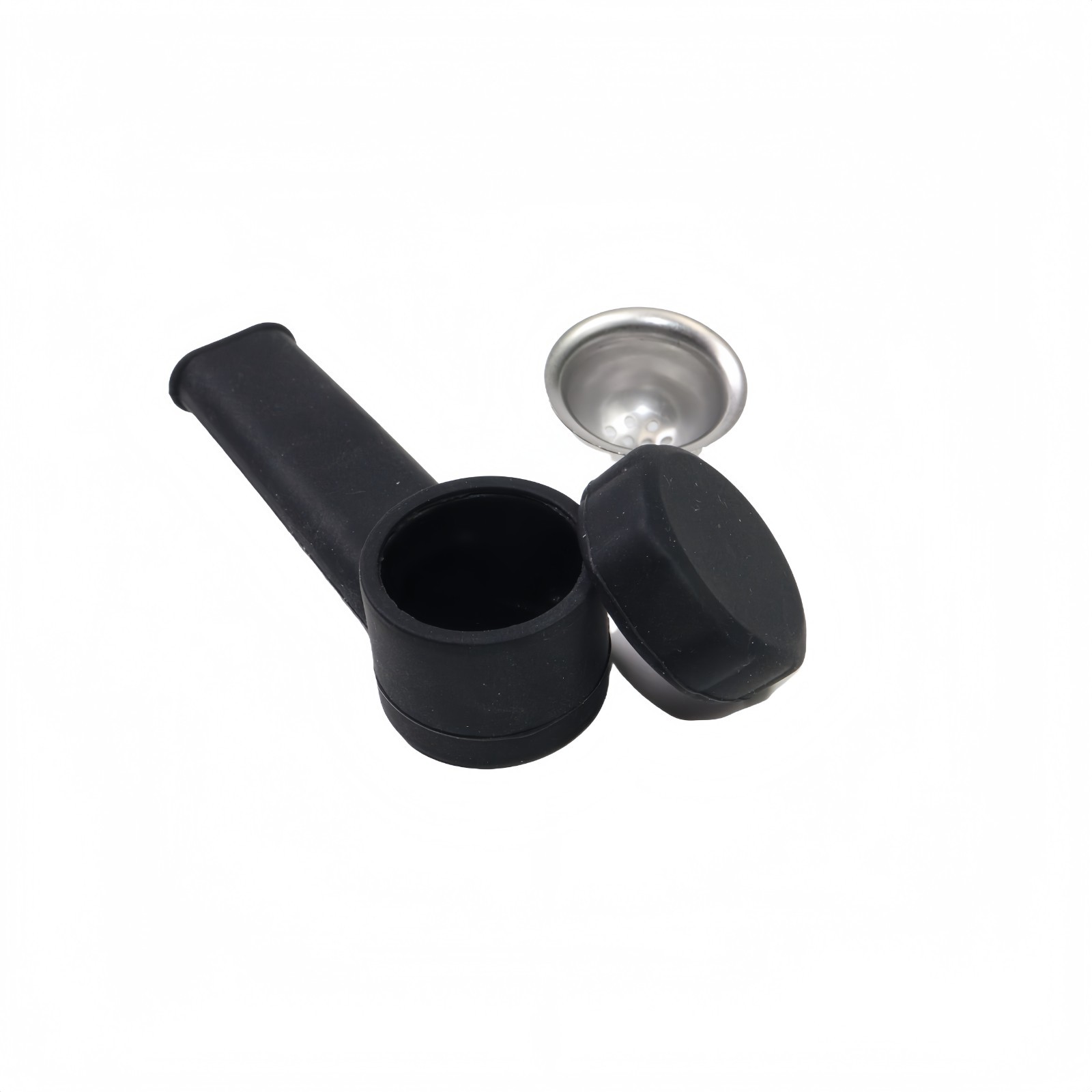 2Pack SILICONE SMOKING PIPE 3.5″ With Lid And Stainless Steel Screen Black NEW