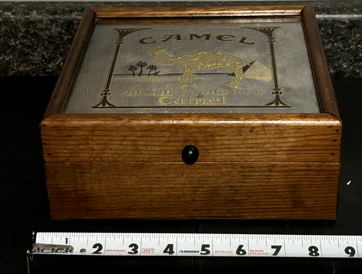 VTG Camel R.J Reynolds Mirrored Wooden Cigarette Box Centennial 1975 USA Tobacco