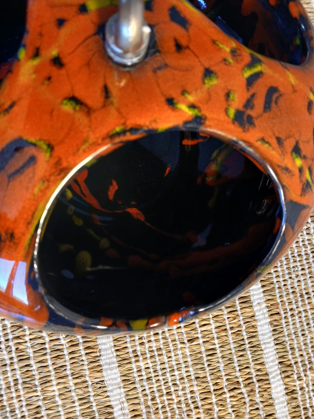 Vintage MCM Ceramic Hanging Swag Ashtray – Psychedelic Lava Drip Glaze