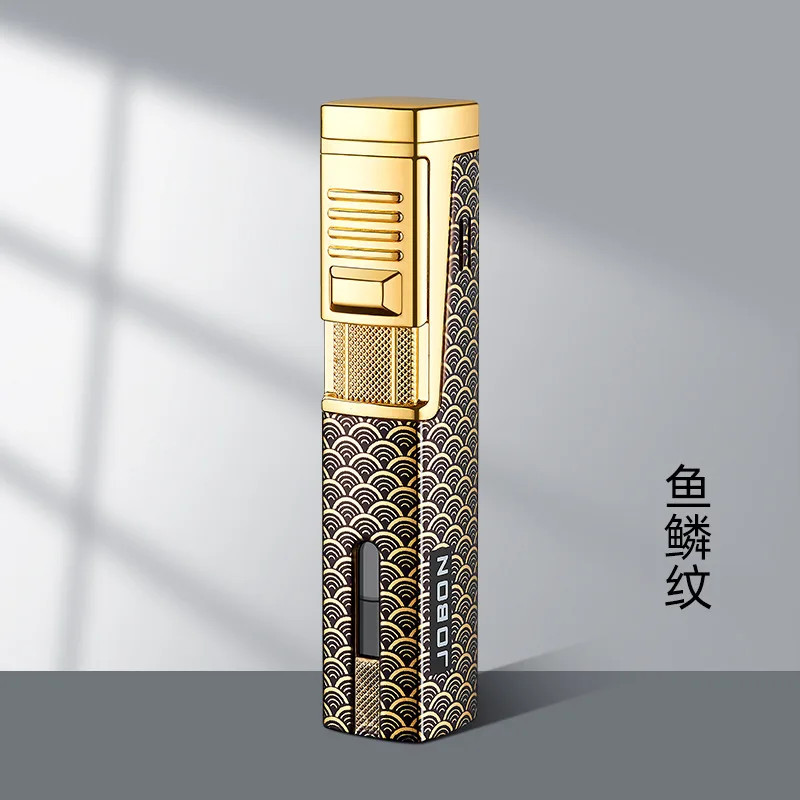 JOBON Metal Windproof Direct Blue Flame Butane Gas Torch Lighter Visible Gas Win