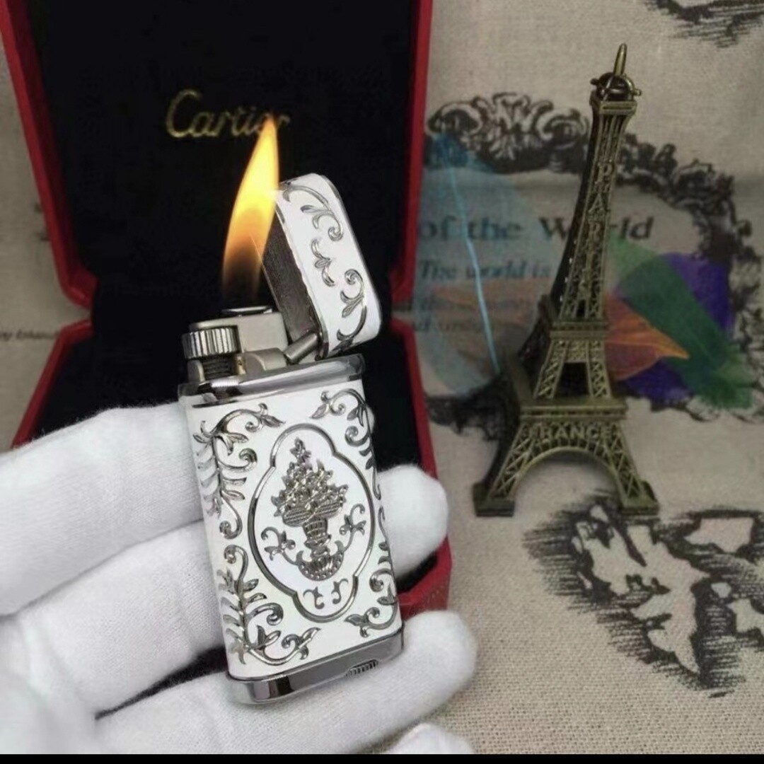Smoking Lighter Cartier Classic Luxury Lighter Gas Lighter With Stones Box #U2