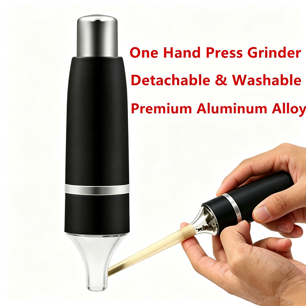Manual Press Aluminum Alloy Tobacco Spice Grinder One Hand Portable Mill Muller