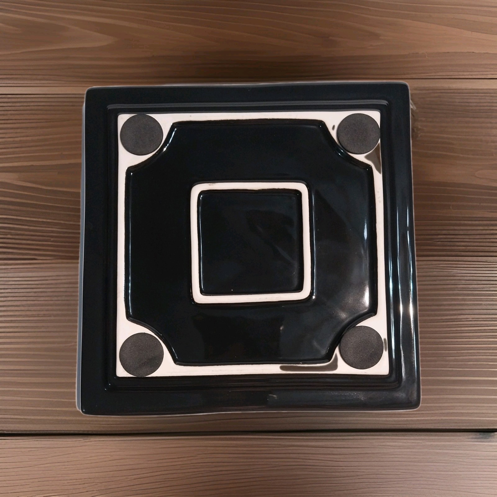 Cigar Ashtray Ceramic 4 Slots Black Large Diameter Holder Non-slip Base.