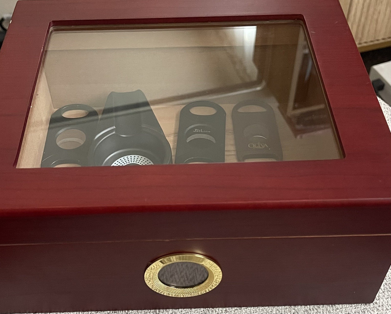 Martello Glass Top Digital Hygrometer Cigar Humidor *Read Description* US Only