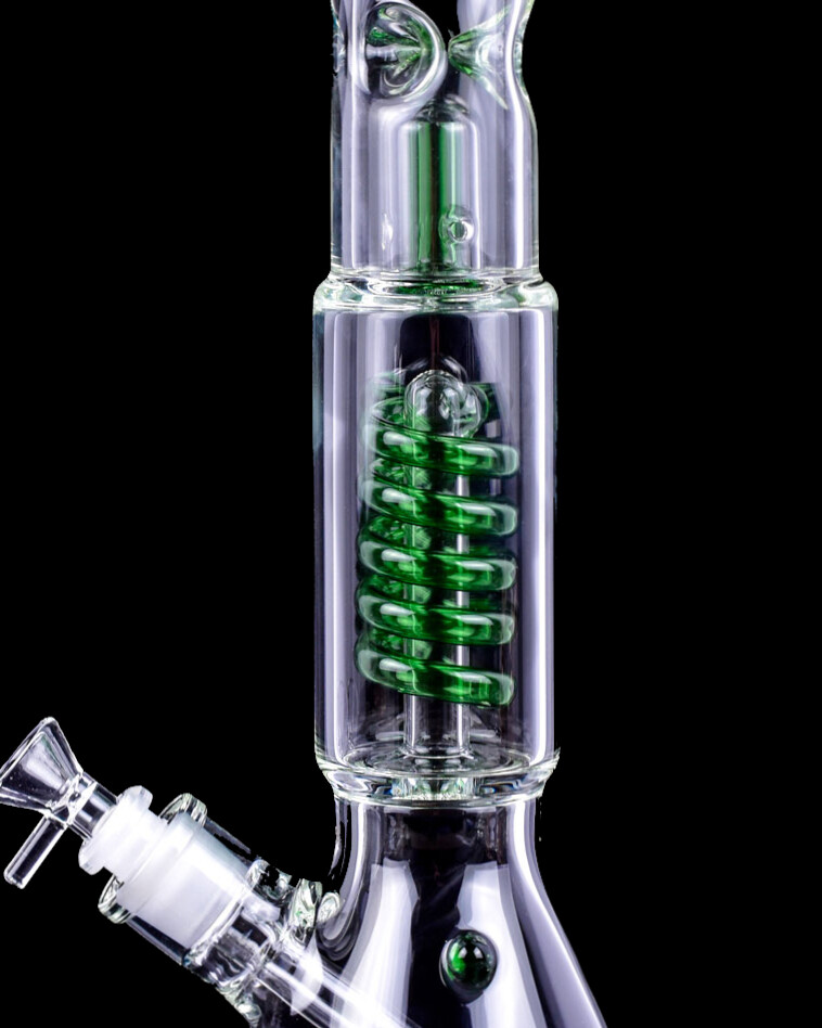 THICK Glass Bong 18″ Inline Perc to Coil Perc Bong HELIX Bong Beaker Bong *USA*