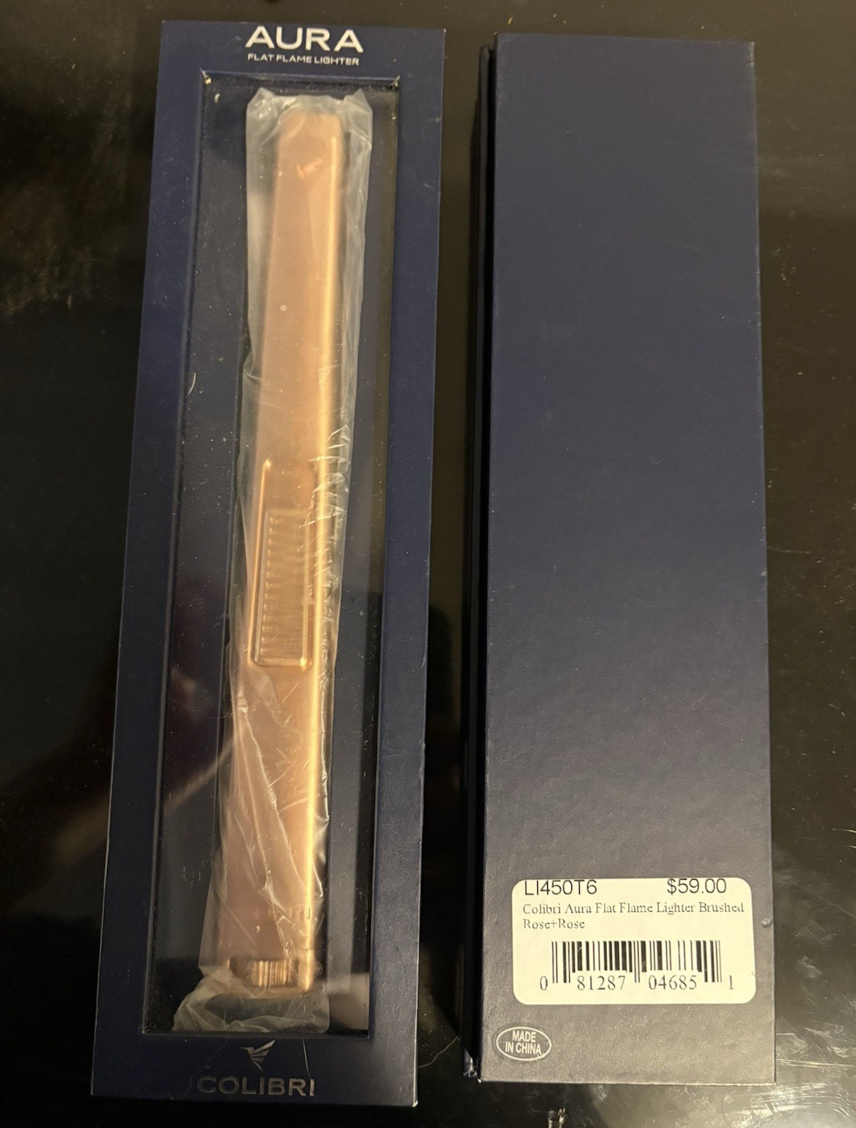 Colibri Aura Flat Flame Lighter – Rose Gold Tone Metal Finish, Aura Series