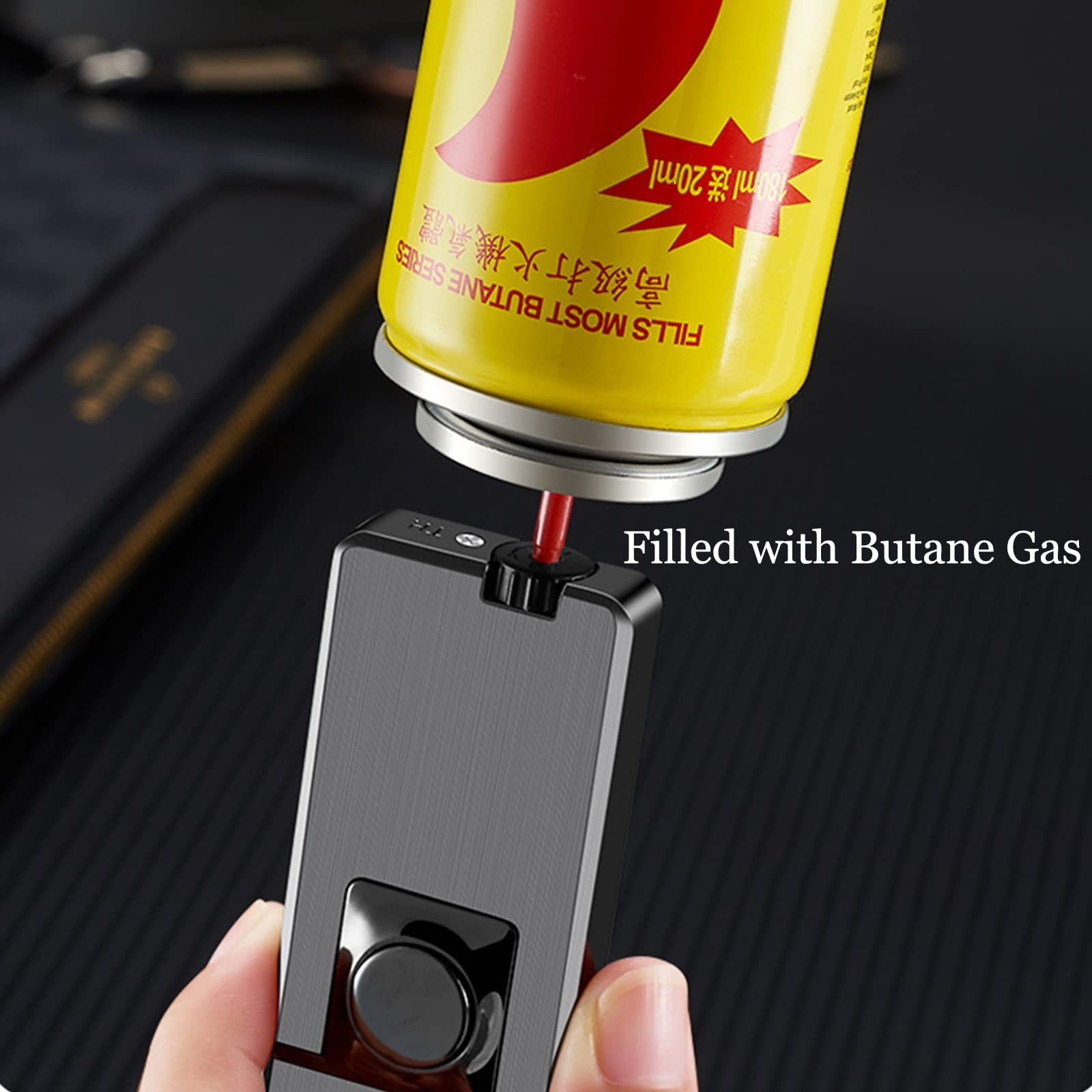 Jet Torch Dual Flame Lighter with 6pcs Flint Stone, Windproof Butane Gas, Adj…