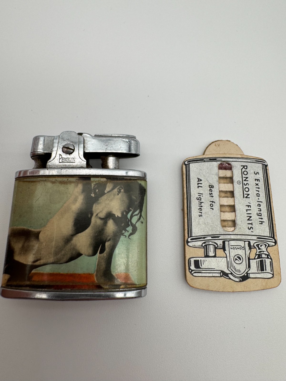 Rare Vintage Penguin Standard Superiative Lighter Risque Pin-Up Design