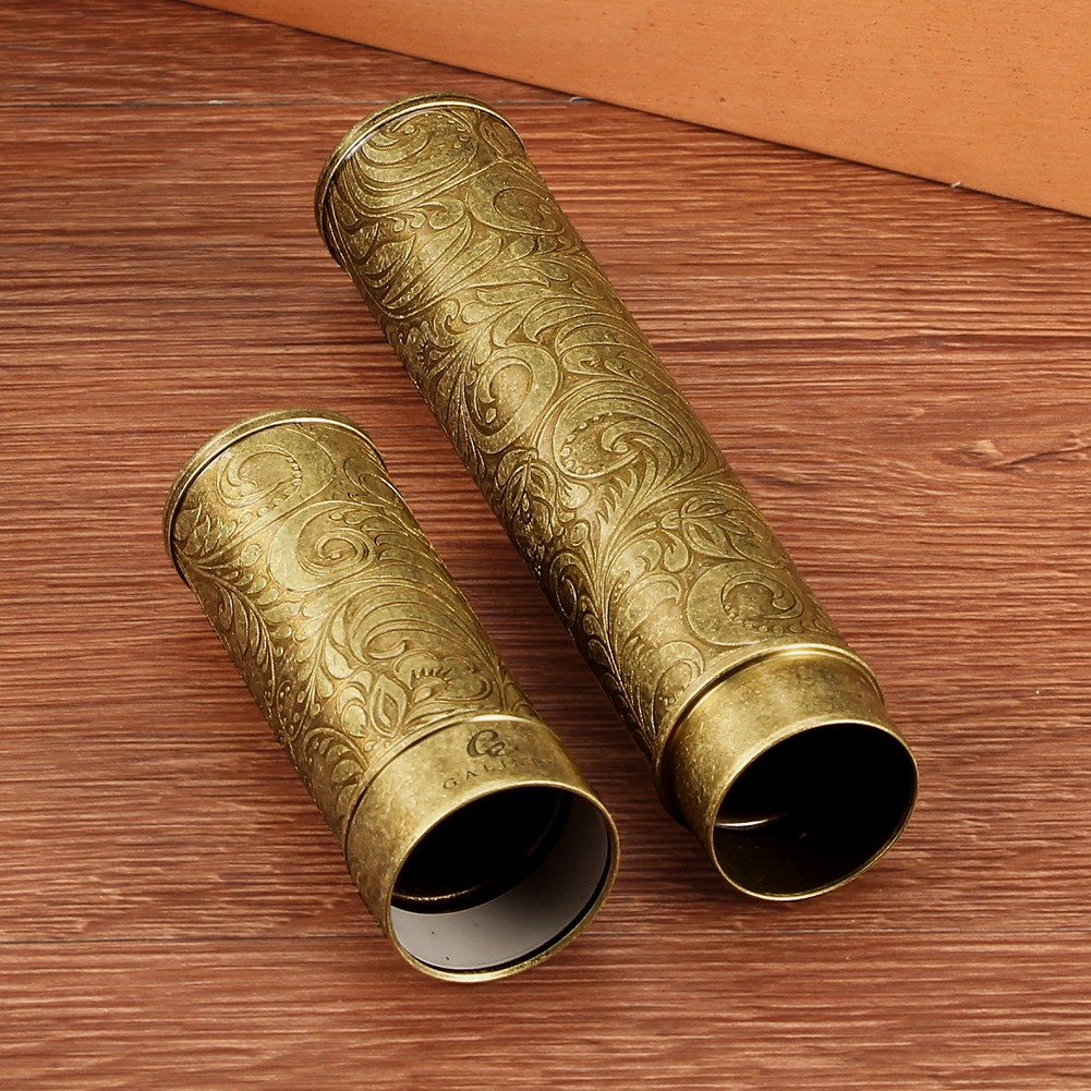 Galiner Portable Single Cigar Tube Case Vintage Delicate Bronze Holder Gift Box