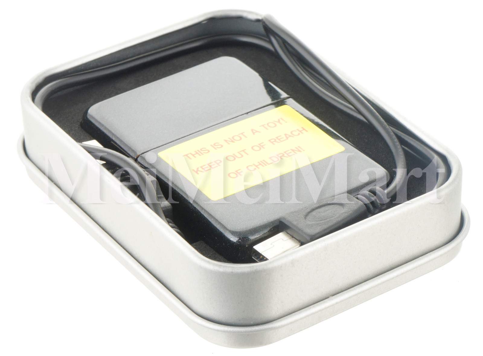 USB Rechargeable Windproof Flameless Electric Lighter Metal Gift Box Black Bling