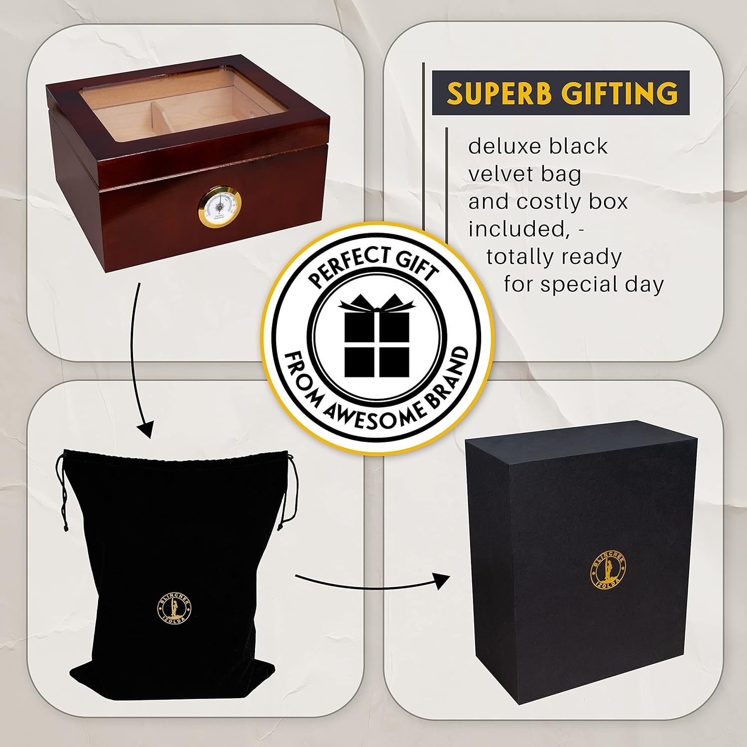 48 Cigar Case Holder for Men – Classic Portable Lightweight and Travel Black