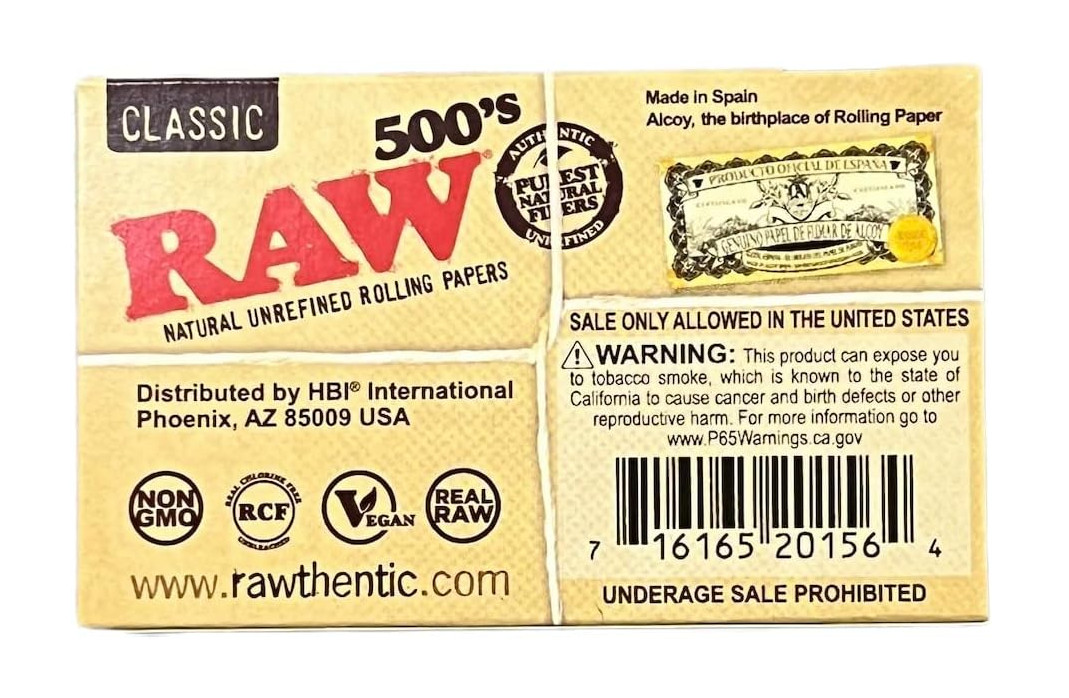 RAW Classic 500s ~1 1/4~ Rolling Papers (3 Packs) ~NEW