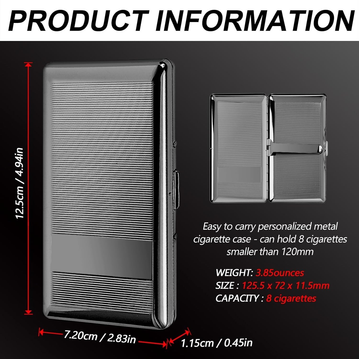 Beautiful Stylish Simple Unilateral Metal Ladies and Men’s Cigarette Case,Holds