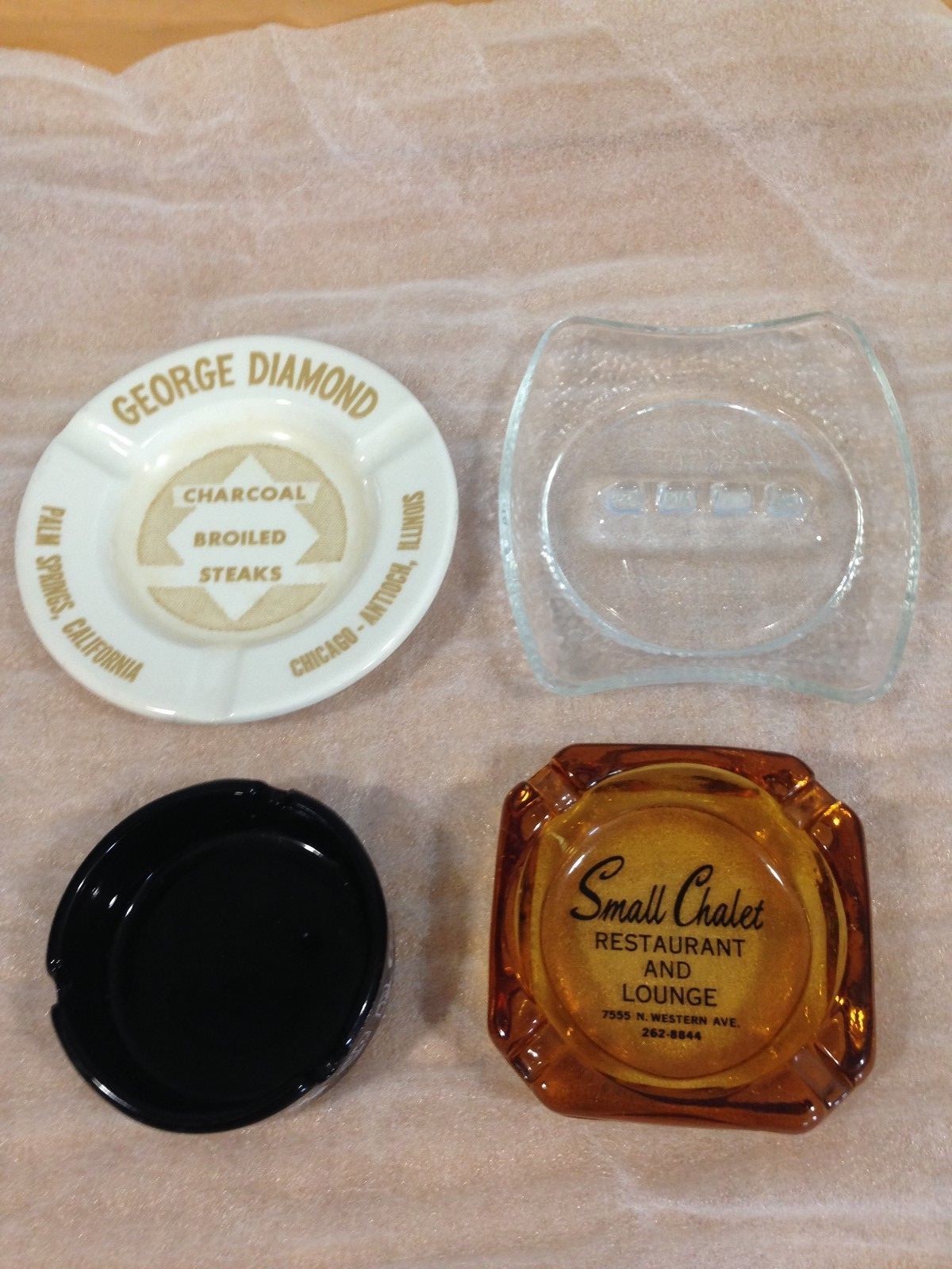4 Ashtrays Golden Gate Casino~George Diamond~Holiday Inn~Small Chalet Chicago *
