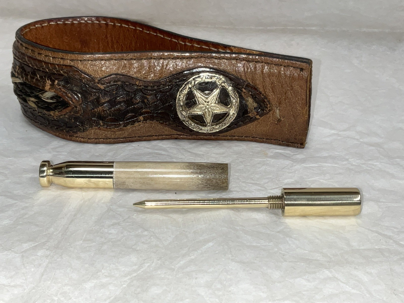 Tobacco Pipe Tamper And Pick Tool, whitetail Deer Antler And Brass!!!