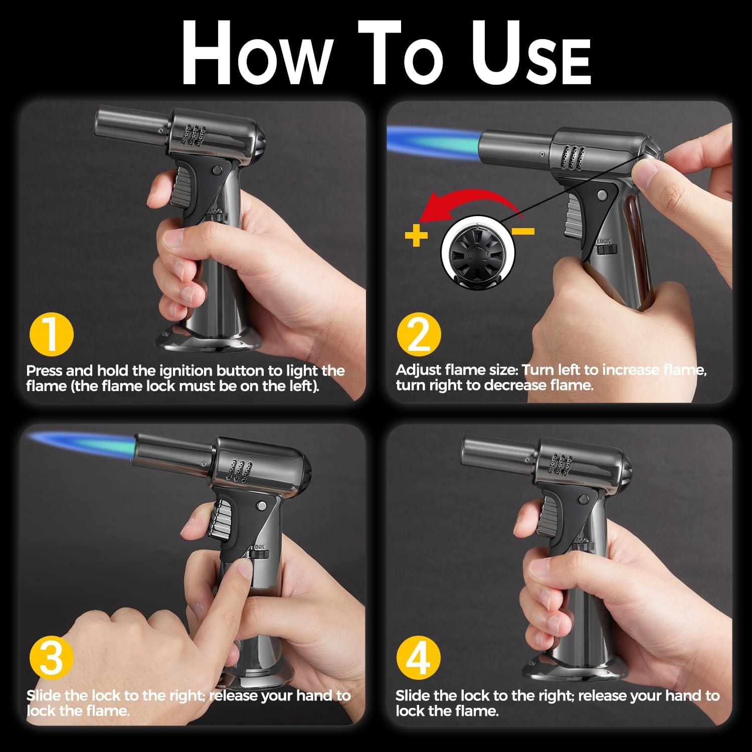 Torch, Butane Refillable Kitchen Cooking Torch, Torch Lighter with Safety Lock a