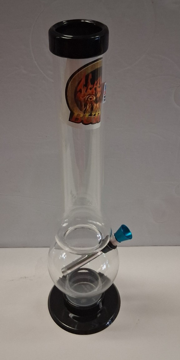 12″ ACRYLIC PLASTIC BUBBLE & HALF HOOKAH WATER PIPE BONG THUMB CARB 1.5″M CLEAR