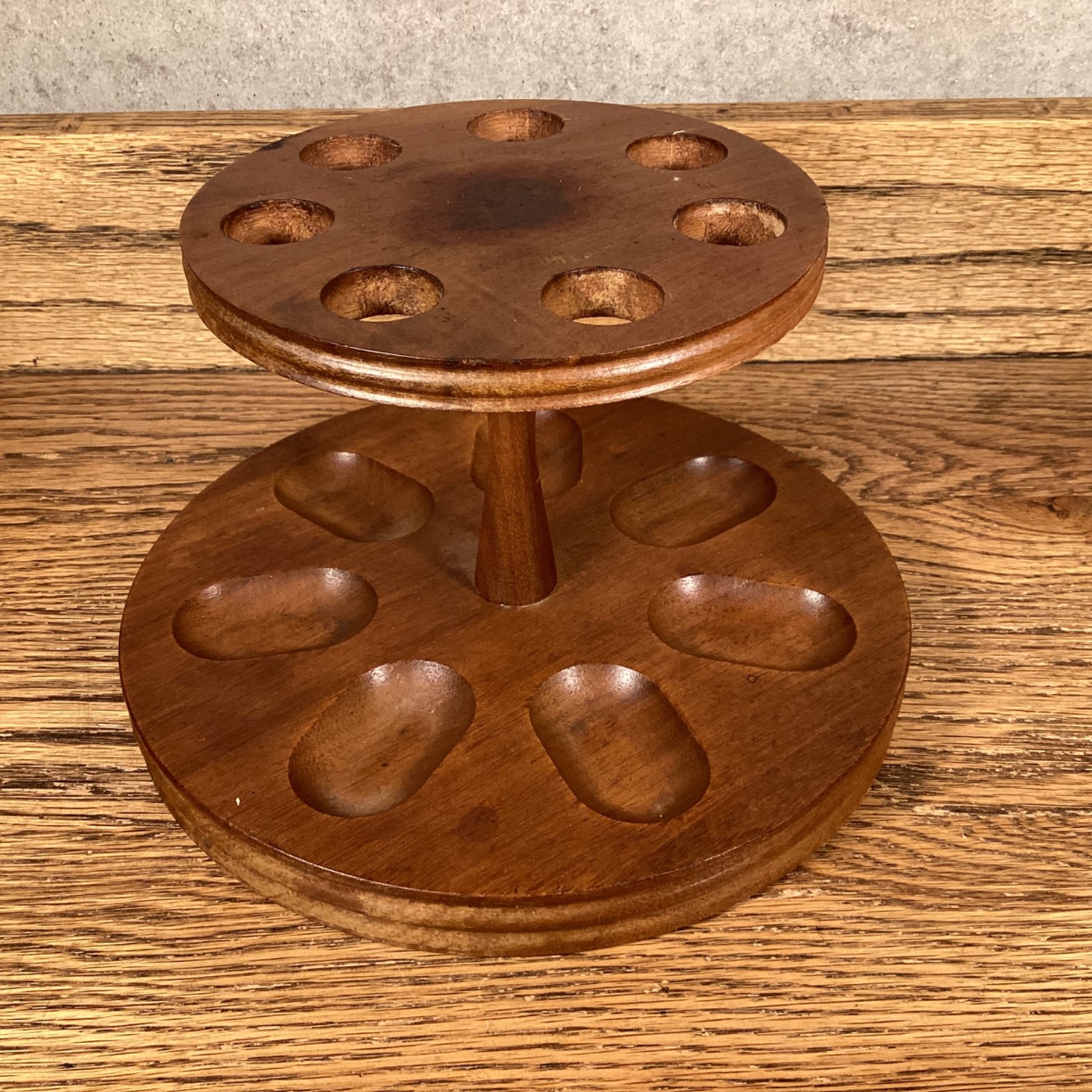 DECATUR INDUSTRIES INC WALNUT PIPE HOLDER VINTAGE 7 PIPE RACK STAND