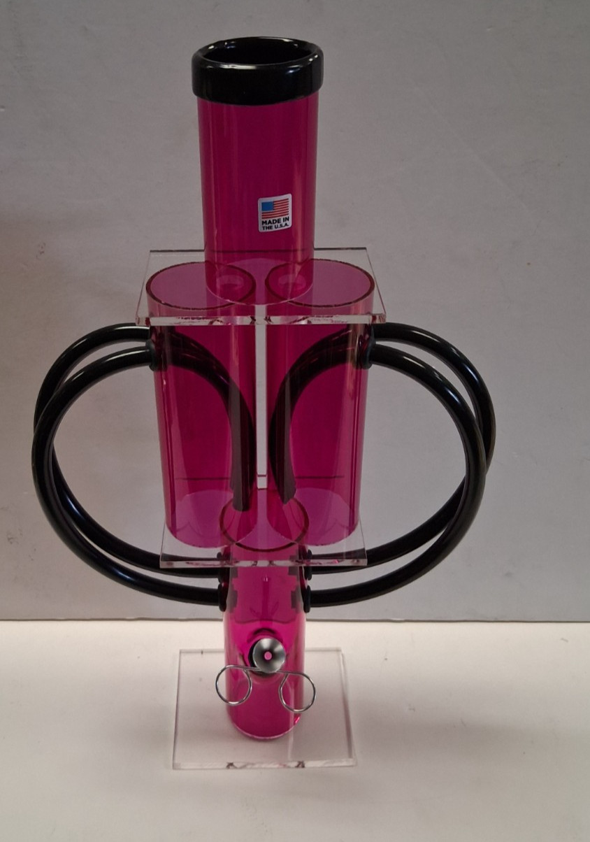 16″ ACRYLIC PLASTIC 3 CHAMBER STRAIGHT WATER PIPE BONG HOOKAH PULL OFF BOWL PINK