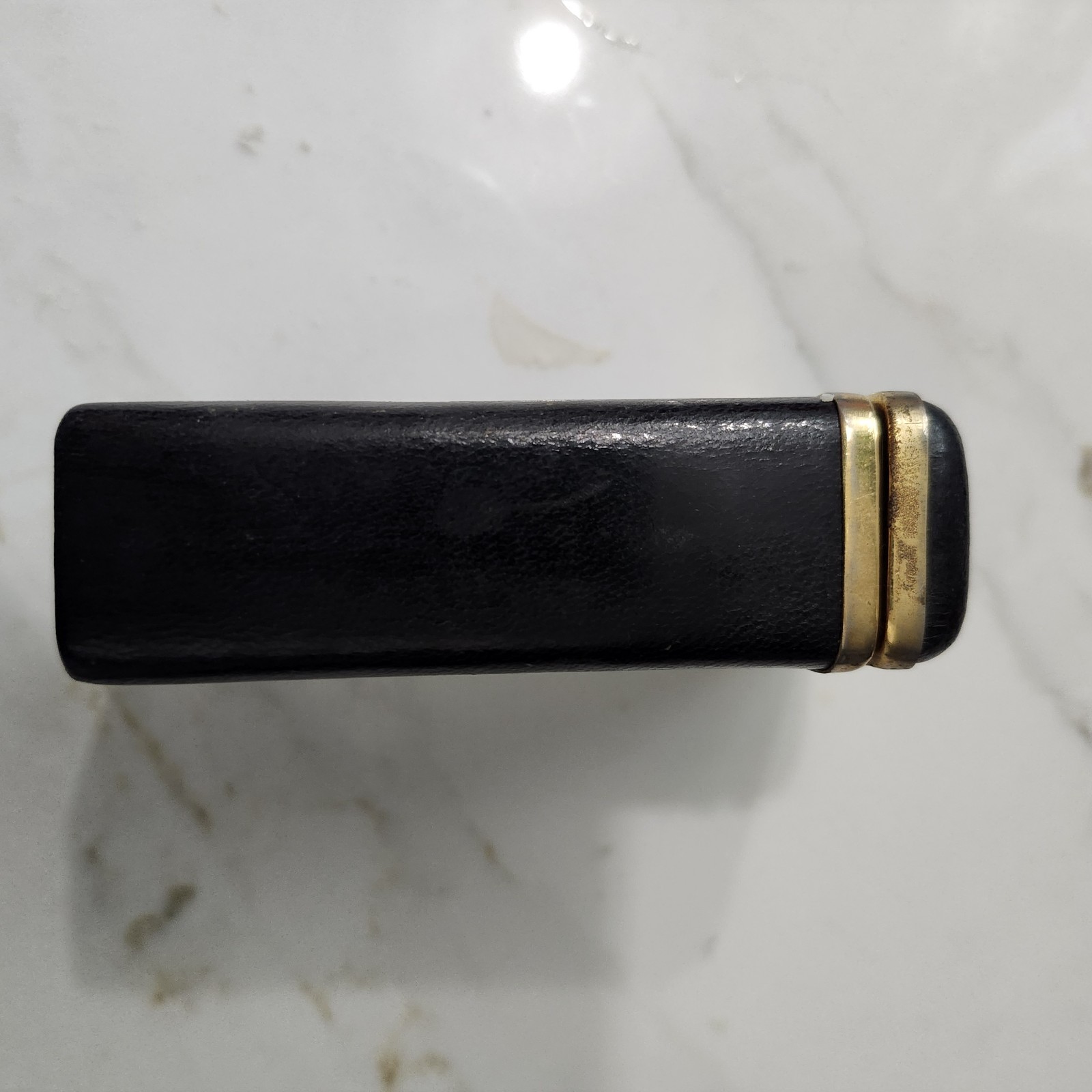 Vtg Black Cigarette Case, Unbranded, Spain, Genuine Leather, Gold Clasp & Hinge