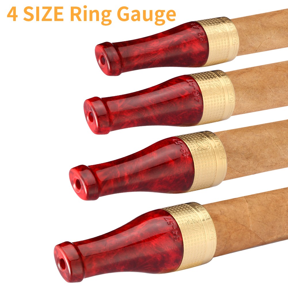 Galiner Golden Pure Copper Cigar Holder Mouthpiece Nozzle 4 Sizes With Gift Box
