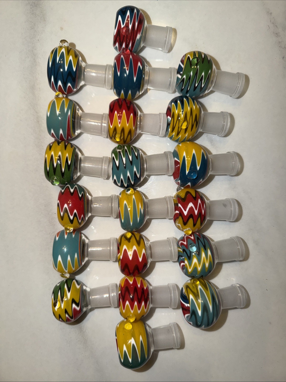 Glass Tobacco Slide Reversal Wigwag Color Bowl 14 18mm Hookah FEMALE