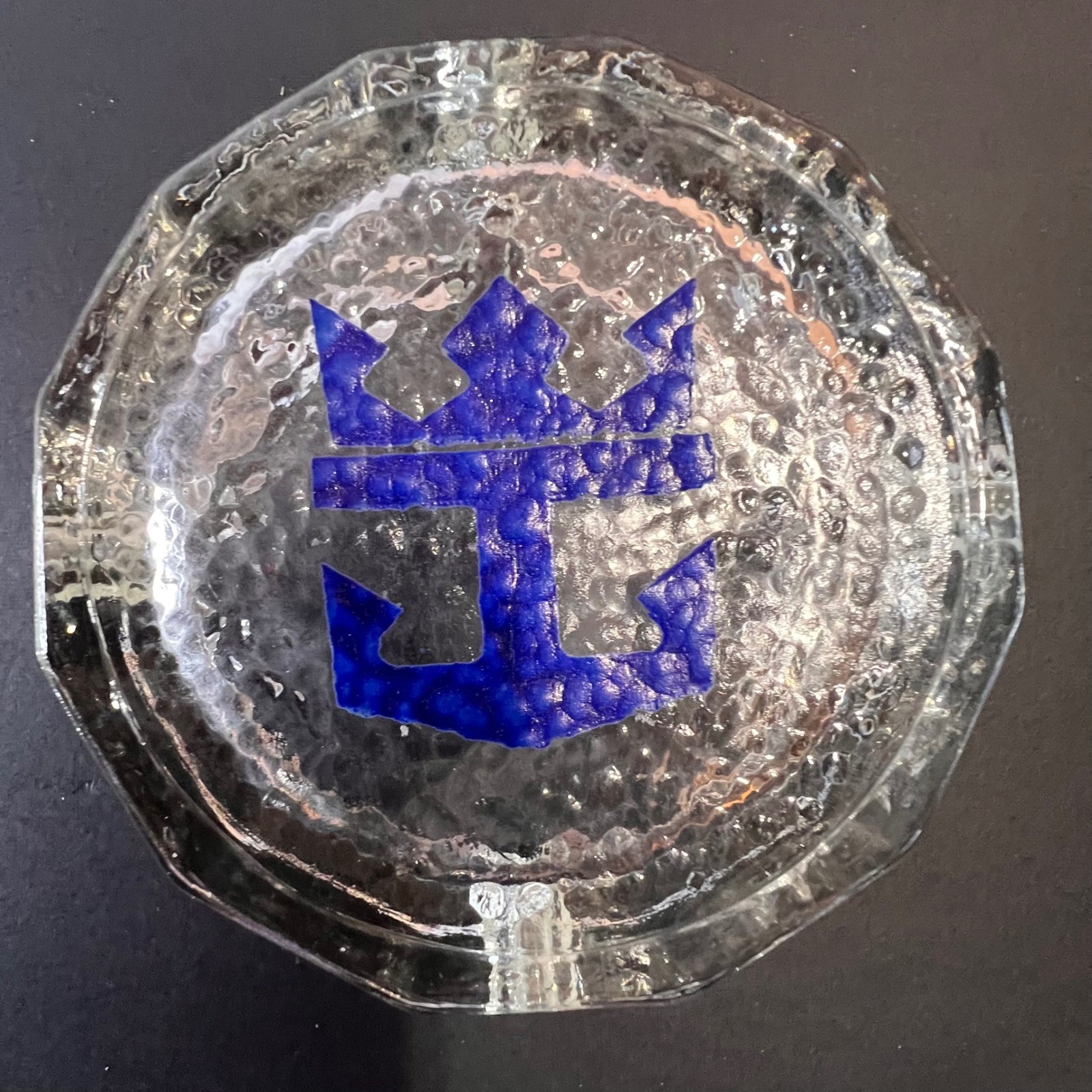 Royal Caribbean 4.5″ Glass Ashtray Unisex Clear Excellent Vintage Nautical Logo