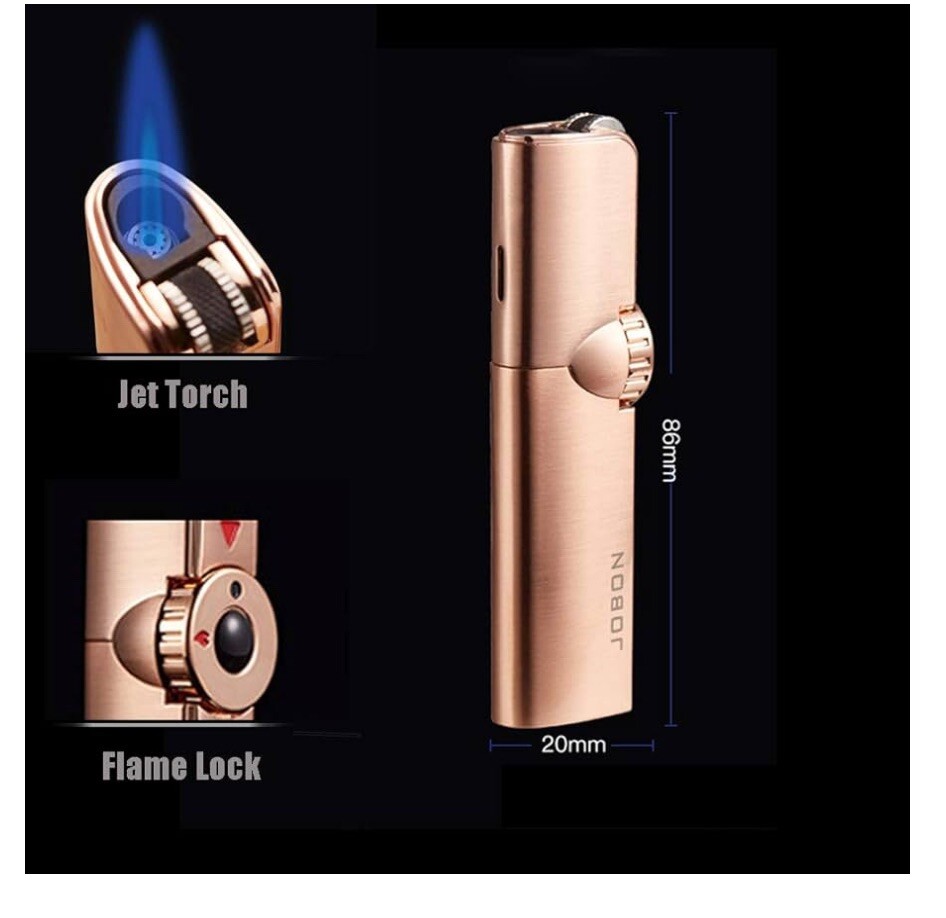 Jobon Triple Torch Lighter Cigar lighter Refillable Butane Torch w/gift box Gold