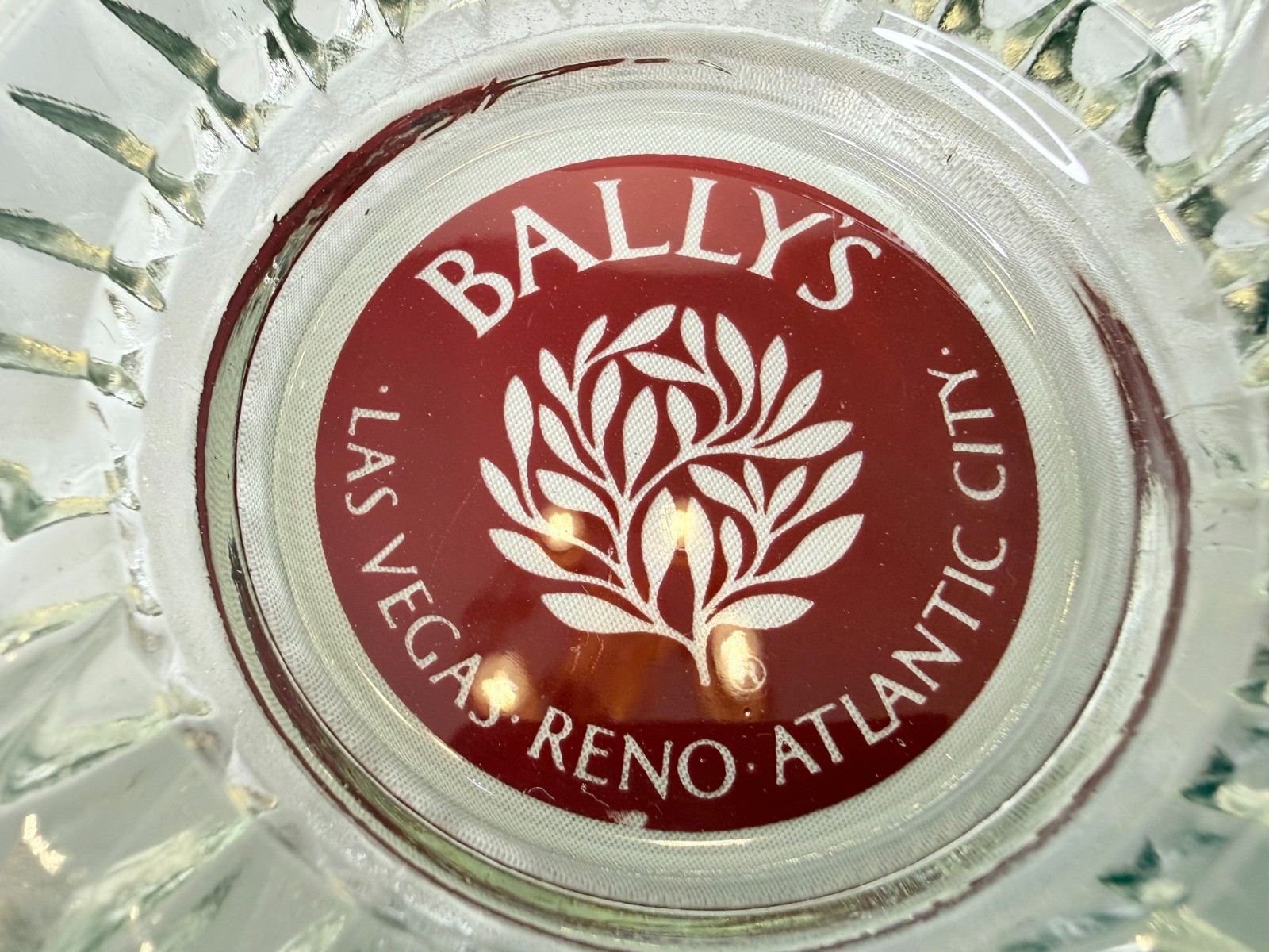 Vintage BALLY’S Casino Ash Tray Las Vegas Reno Atlantic City Glass Round Red