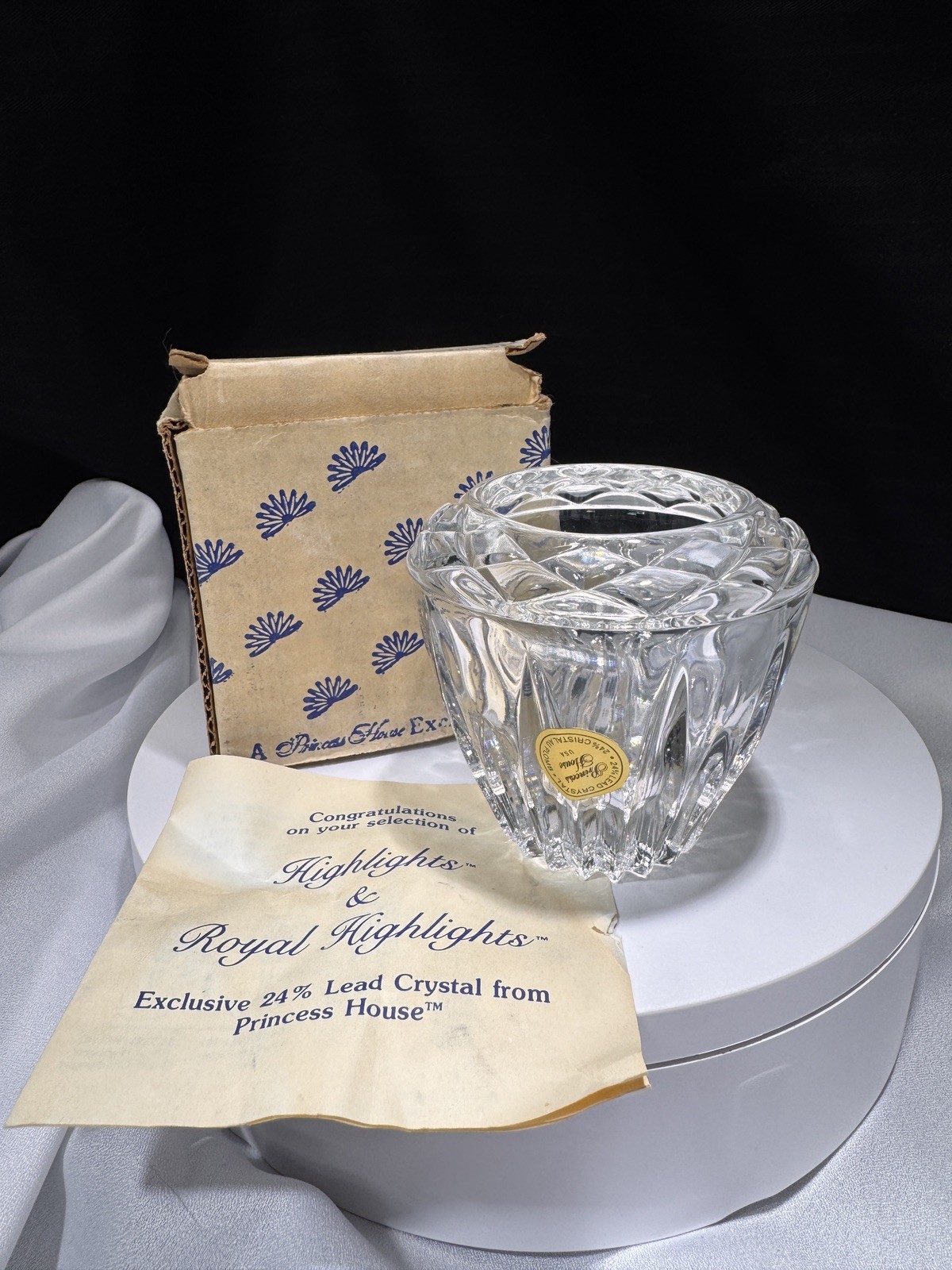 VTG Princess House Royal 24% Lead Crystal Cigarette Holder, Match Stick Holder