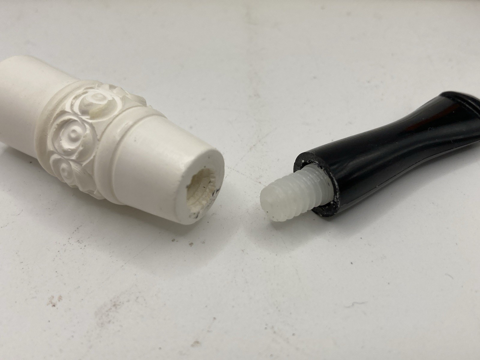 NOS Unused Cigarette Holder for Standard Cigarettes Block Meerschaum Hand Carved