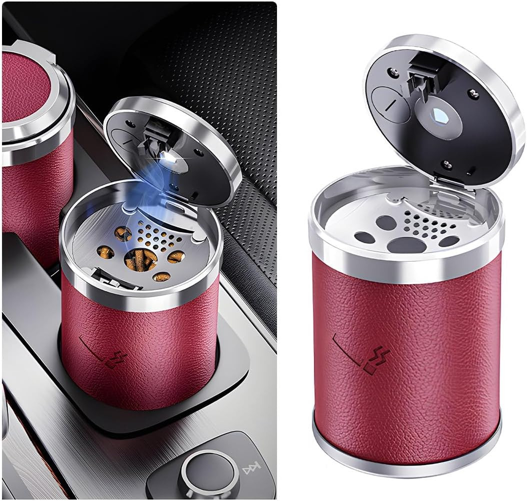 Car Ashtray with Lid, Detachable & Portable Stainless Steel Smokeless Ashtrays f