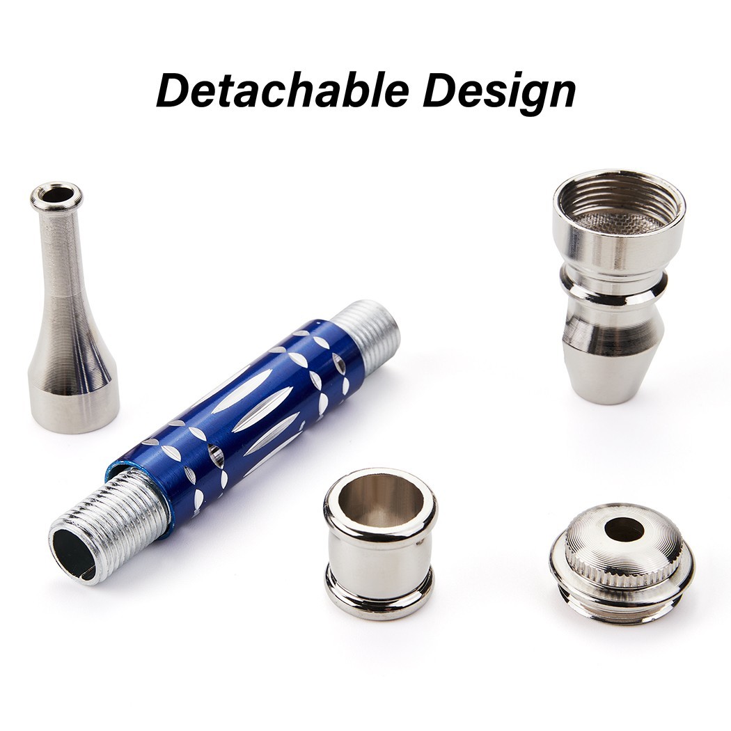 ( 6Pack ) 4.3″ Long Metal Lay Flat Tobacco Smoking Hand Pipes with Caps Lids