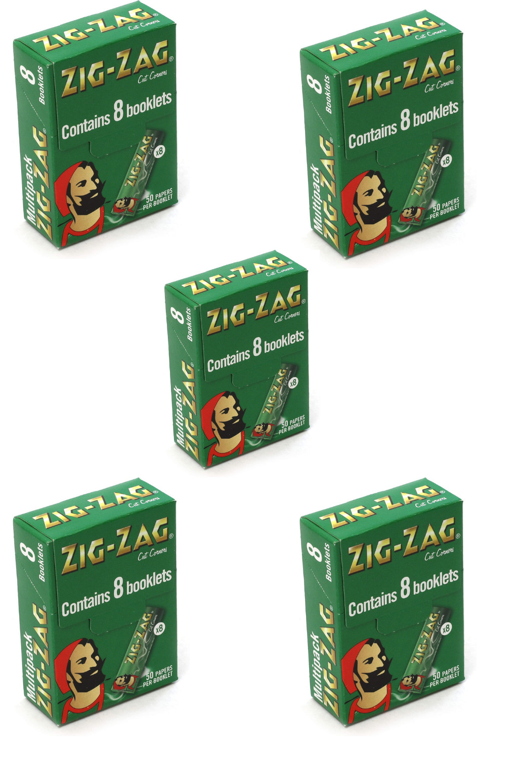Zig Zag Rolling Papers Green Cut Corners 5Pk