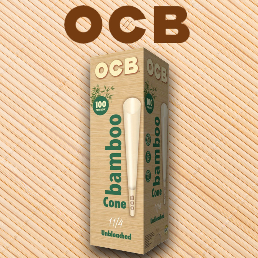 OCB Bamboo 1 1/4 Cones Unbleached Pre-Rolled Cones 84mm (100 Count Cone Tower)