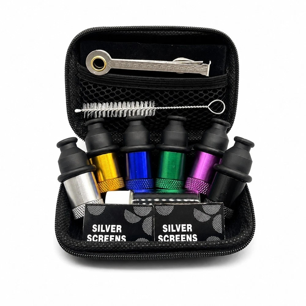 6 Pack Mini One Hitter Metal Tobacco Portable Smoking Pipe With Cleaning tools