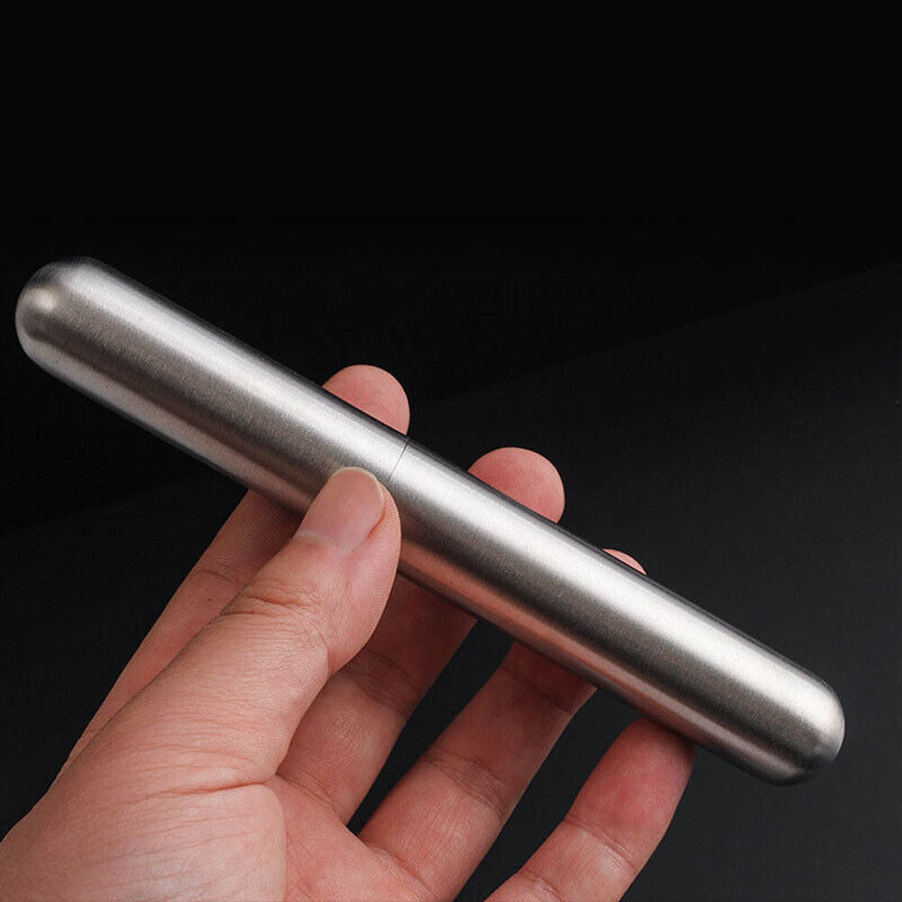 2pcs Portable Cigar Tube Box Stainless Steel Single Cigarette Storage Case