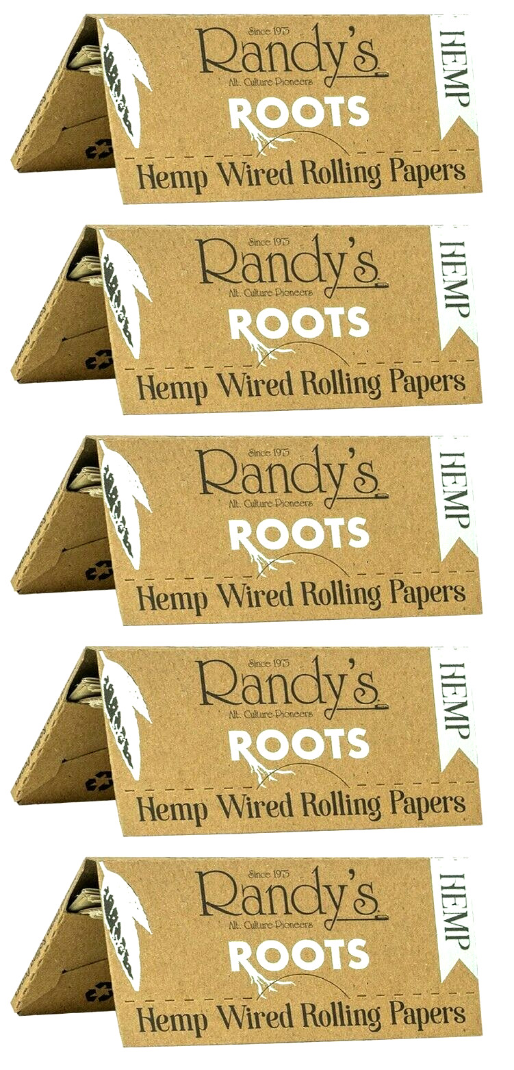 5x Randy’s Rolling Papers Classic Brown Hemp 1 1/4 Natural Wired FREE USA SHPD
