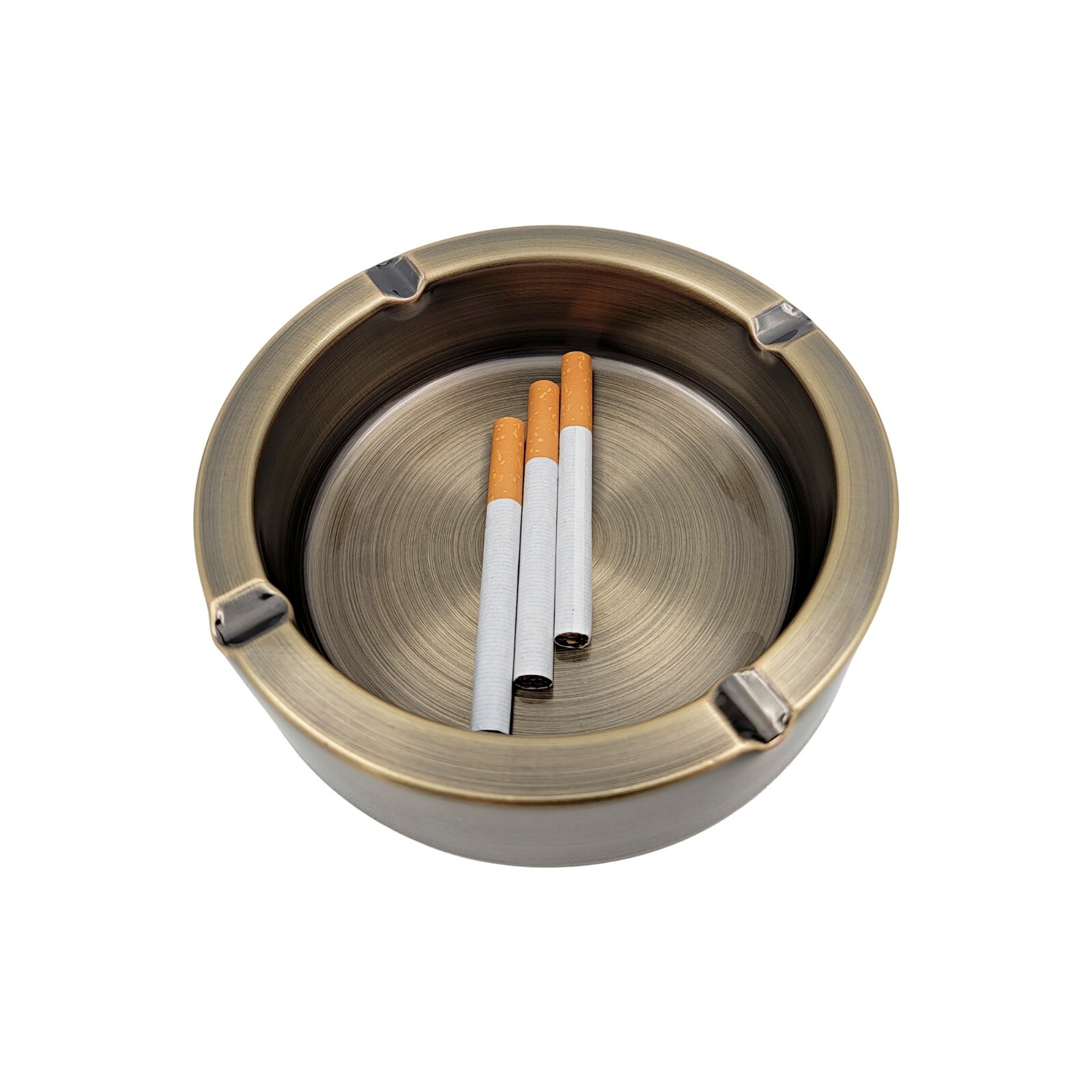 Bronze Round Metal Ashtray Stainless Steel Silver for Cigarettes Cigar Home
