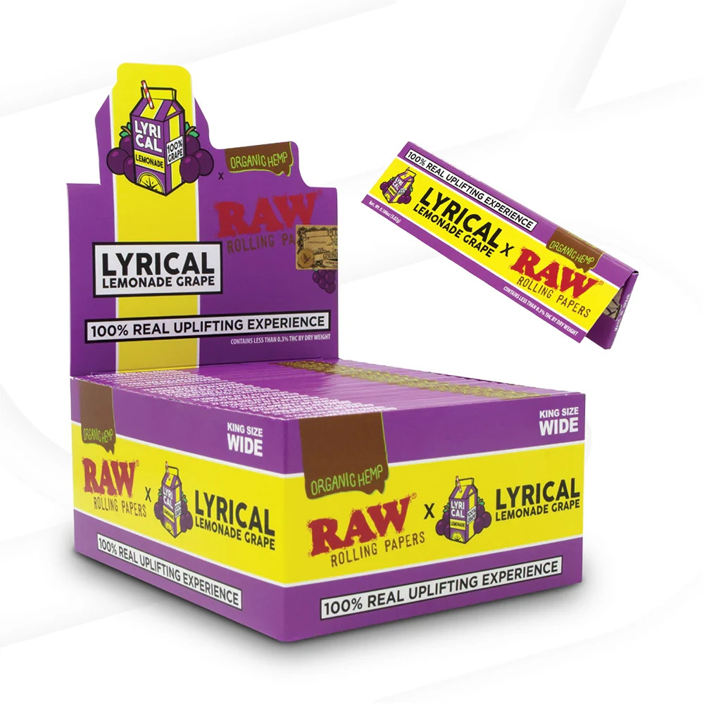 Lyrical Lemonade Grape X RAW King Size Wide Rolling Papers Organic Hemp