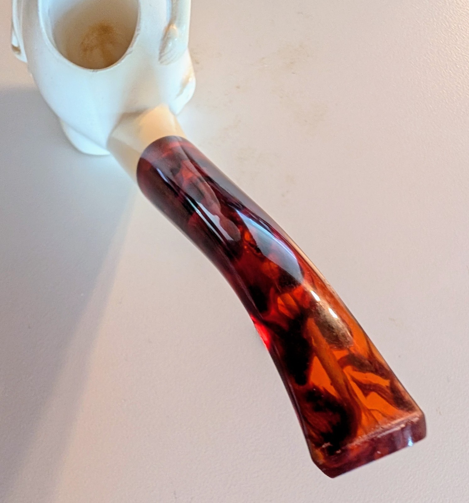Vintage NOS Hand Carved Nude Lady Smoking Pipe, Block Meerschaum, No Case